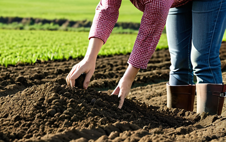 Soil Science Focus**

A professional female farmer in a modest work outfit examines soil in a sunny field, fully clothed, appropriate attire, safe for work, perfect anatomy, natural proportions, educational illustration, high quality, family-friendly.

**