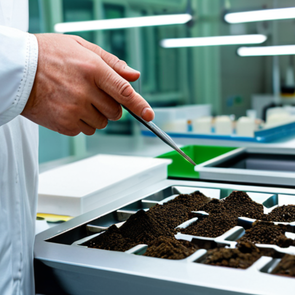 농업기술 자격증의 종류와 선택 가이드 - **Prompt:** A focused agricultural technician, fully clothed in appropriate work attire, examining s...