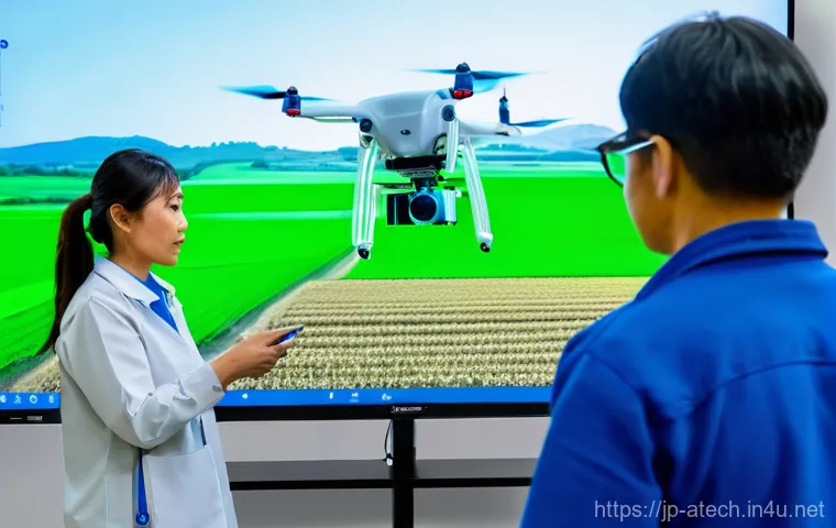 농업기술 현장에서의 안전 관리 - **Prompt 2: Wearable Wellness and High-Tech Horticulture**
    "A close-up of a middle-aged female J...