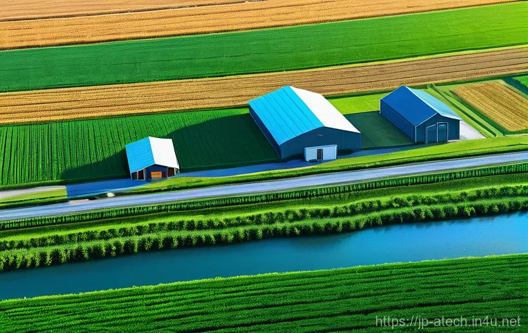 농업기술과 농업 정책의 상관관계 - Here are three detailed image prompts for generation: